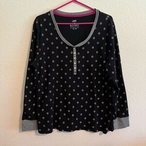 Jane and Bleecker Black Waffle Knit Henley Size XXL